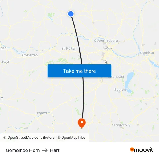 Gemeinde Horn to Hartl map