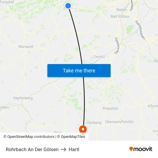 Rohrbach An Der Gölsen to Hartl map