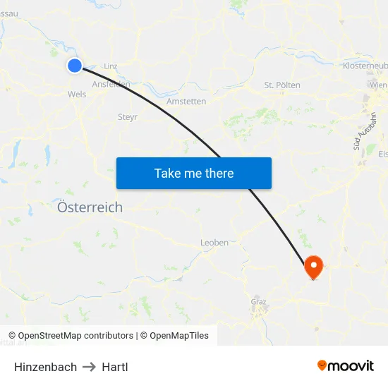 Hinzenbach to Hartl map