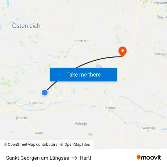Sankt Georgen am Längsee to Hartl map