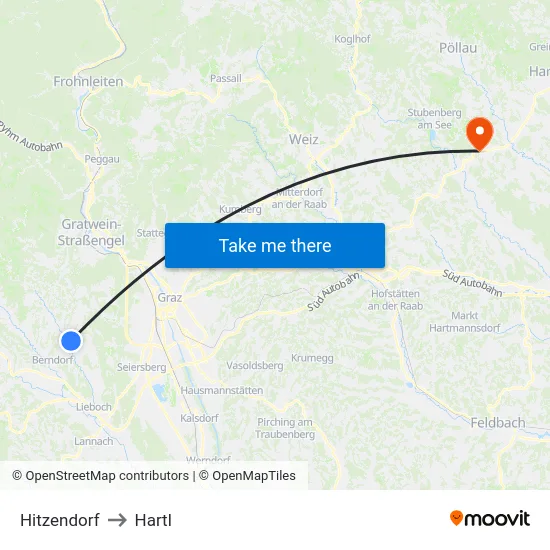 Hitzendorf to Hartl map