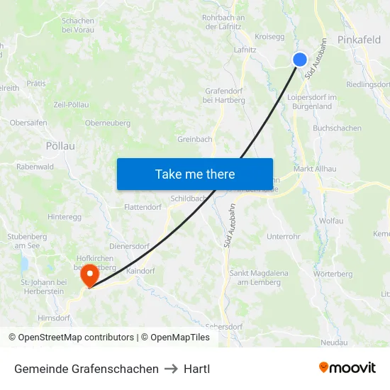 Gemeinde Grafenschachen to Hartl map
