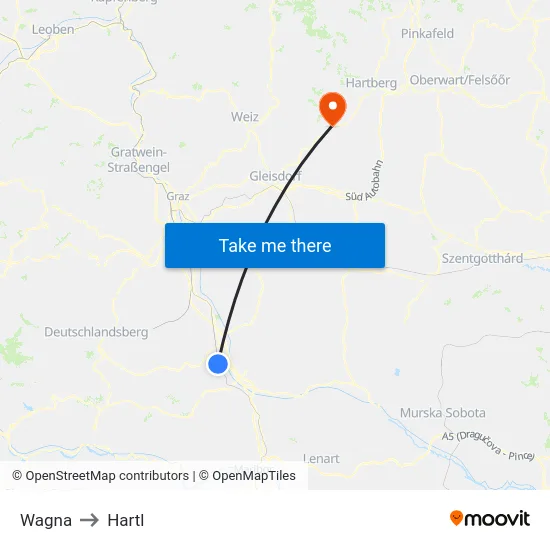 Wagna to Hartl map