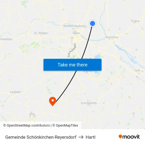 Gemeinde Schönkirchen-Reyersdorf to Hartl map