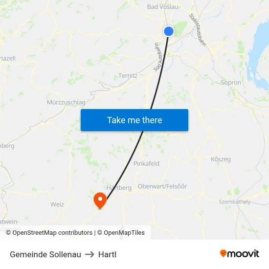 Gemeinde Sollenau to Hartl map