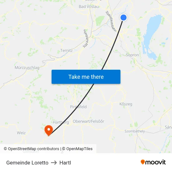 Gemeinde Loretto to Hartl map