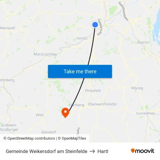 Gemeinde Weikersdorf am Steinfelde to Hartl map