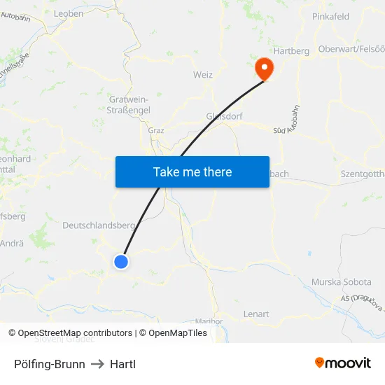 Pölfing-Brunn to Hartl map
