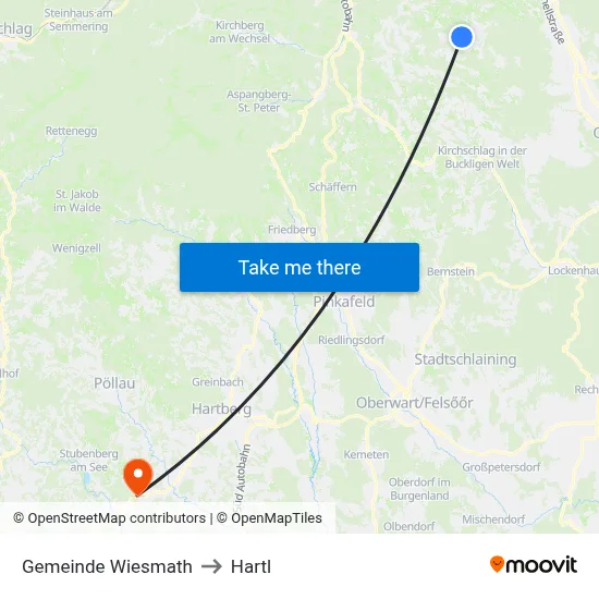 Gemeinde Wiesmath to Hartl map