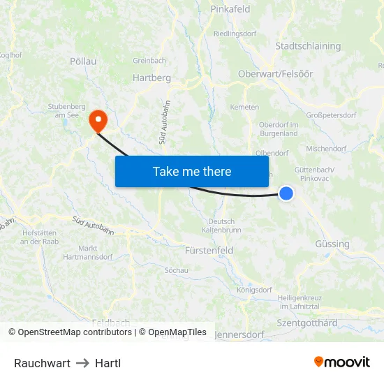 Rauchwart to Hartl map