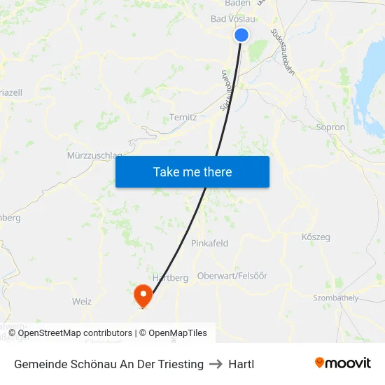 Gemeinde Schönau An Der Triesting to Hartl map