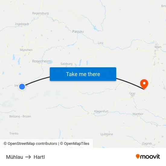 Mühlau to Hartl map