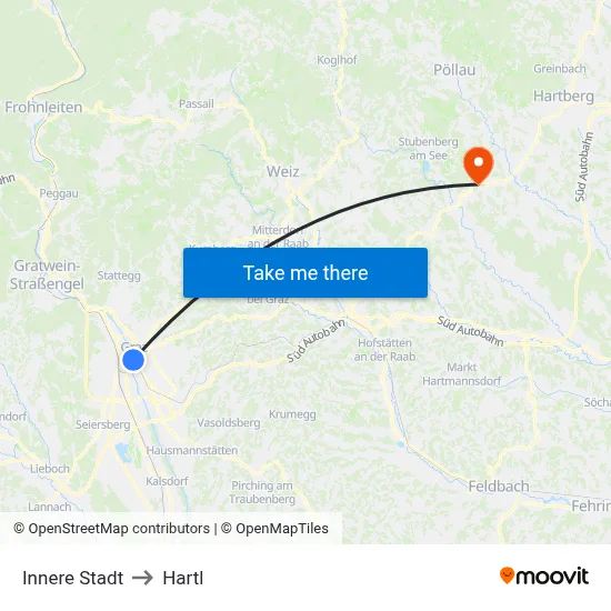 Innere Stadt to Hartl map