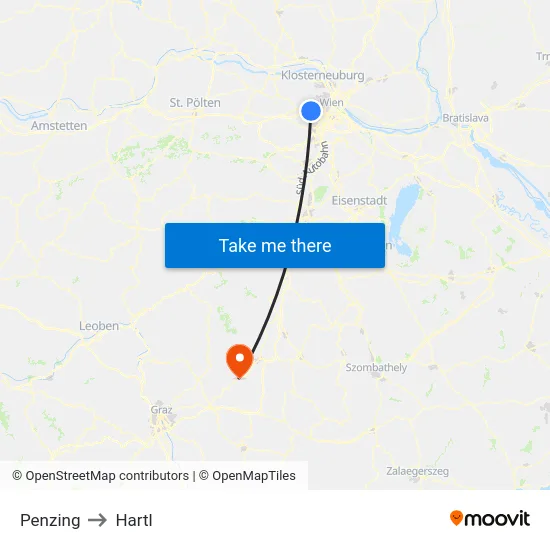 Penzing to Hartl map