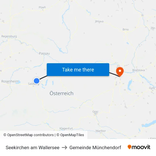 Seekirchen am Wallersee to Gemeinde Münchendorf map