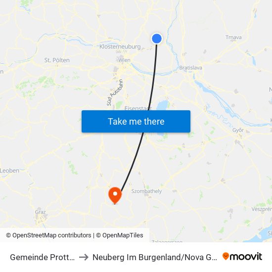 Gemeinde Prottes to Neuberg Im Burgenland / Nova Gora map