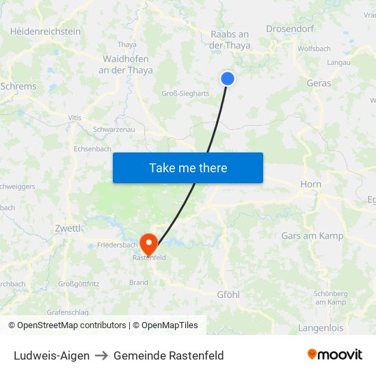 Ludweis-Aigen to Gemeinde Rastenfeld map