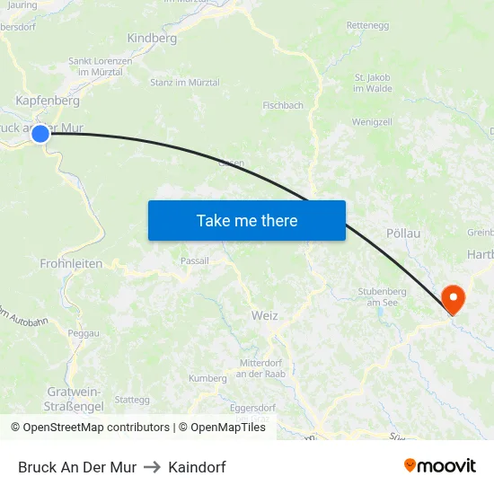 Bruck An Der Mur to Kaindorf map