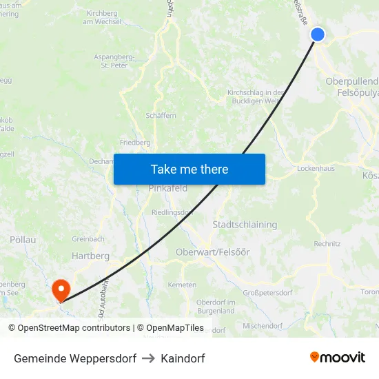Gemeinde Weppersdorf to Kaindorf map