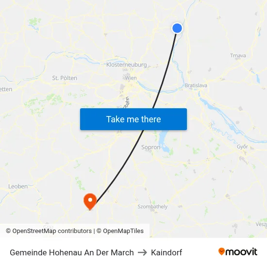 Gemeinde Hohenau An Der March to Kaindorf map