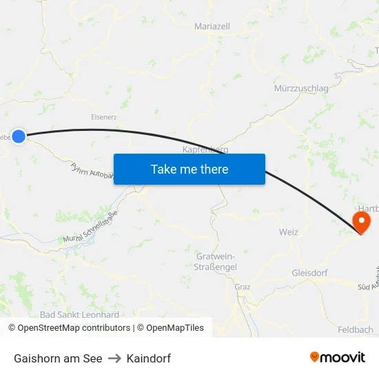 Gaishorn am See to Kaindorf map