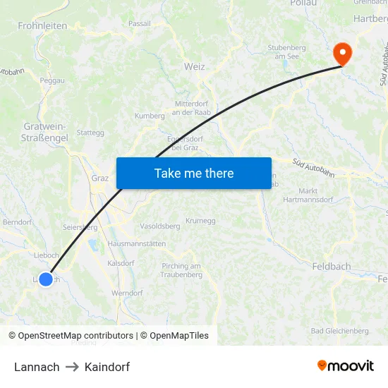 Lannach to Kaindorf map