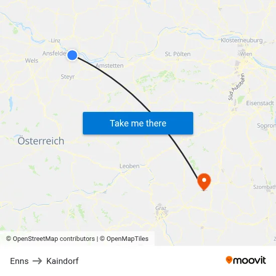 Enns to Kaindorf map