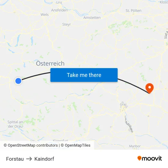 Forstau to Kaindorf map