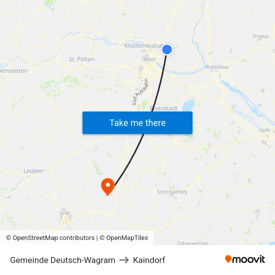 Gemeinde Deutsch-Wagram to Kaindorf map