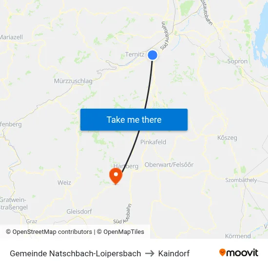 Gemeinde Natschbach-Loipersbach to Kaindorf map
