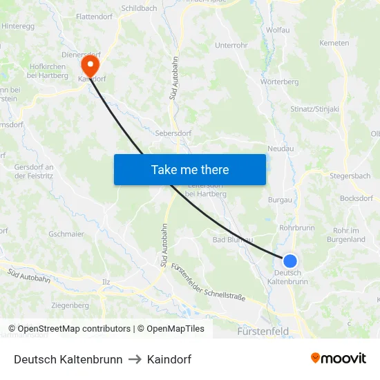 Deutsch Kaltenbrunn to Kaindorf map