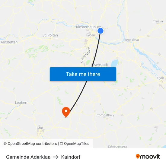 Gemeinde Aderklaa to Kaindorf map