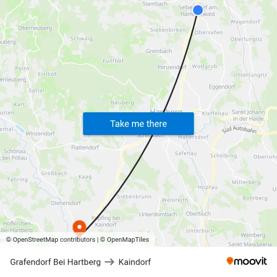 Grafendorf Bei Hartberg to Kaindorf map