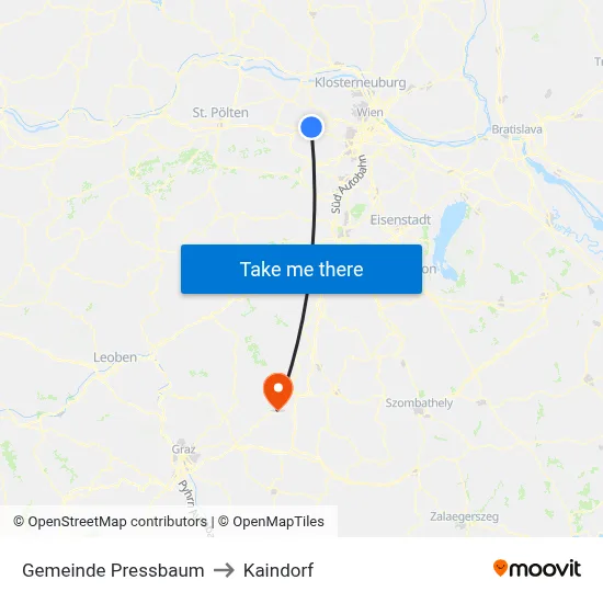 Gemeinde Pressbaum to Kaindorf map