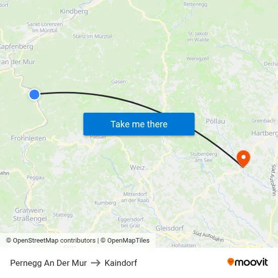 Pernegg An Der Mur to Kaindorf map