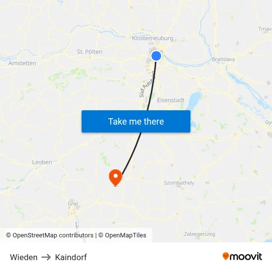 Wieden to Kaindorf map
