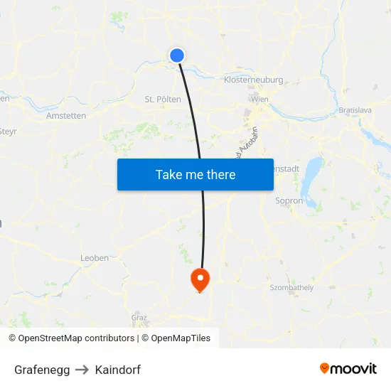 Grafenegg to Kaindorf map