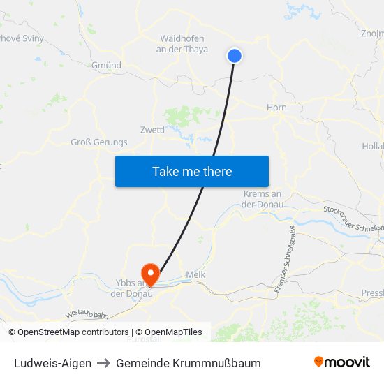 Ludweis-Aigen to Gemeinde Krummnußbaum map