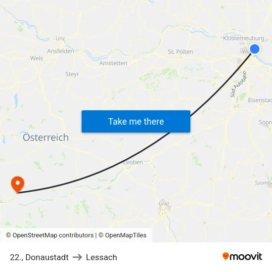 22., Donaustadt to Lessach map