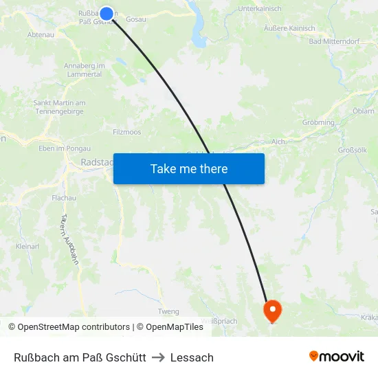 Rußbach am Paß Gschütt to Lessach map