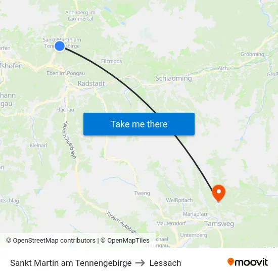 Sankt Martin am Tennengebirge to Lessach map