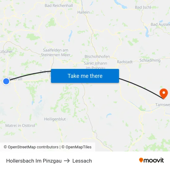 Hollersbach Im Pinzgau to Lessach map