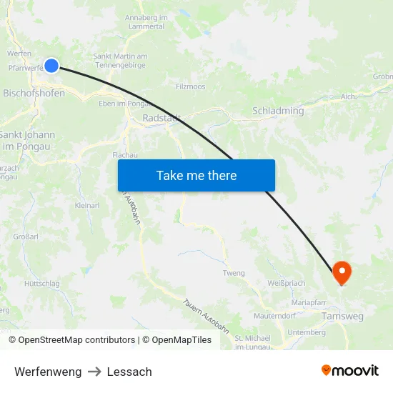 Werfenweng to Lessach map