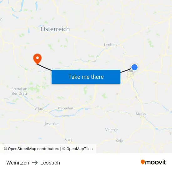 Weinitzen to Lessach map
