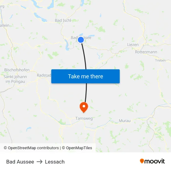 Bad Aussee to Lessach map