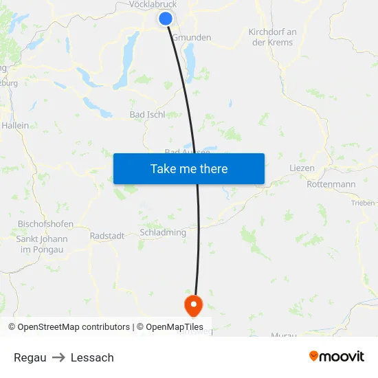 Regau to Lessach map