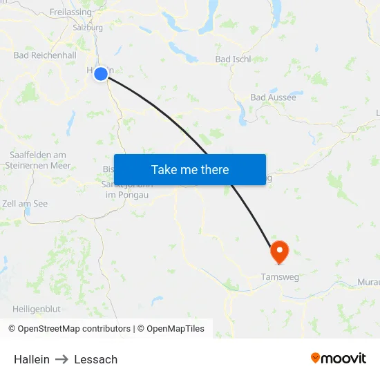 Hallein to Lessach map