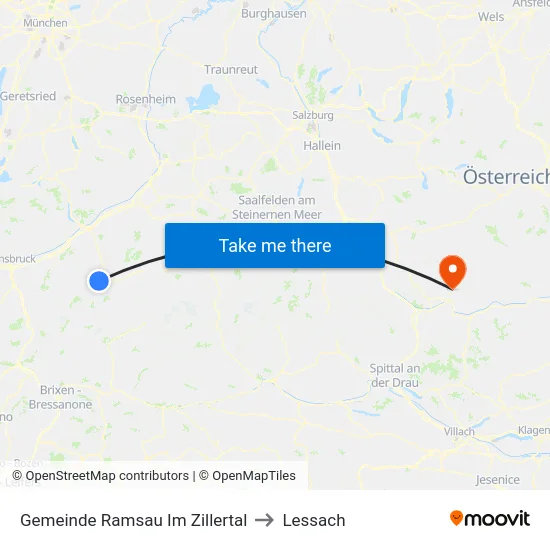 Gemeinde Ramsau Im Zillertal to Lessach map