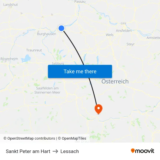 Sankt Peter am Hart to Lessach map