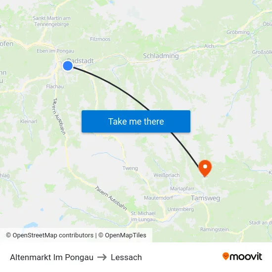 Altenmarkt Im Pongau to Lessach map